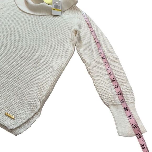 MICHAEL Michael Kors Cowl Neck Sweater Women’s M NWT Ecru Waffle Knit - Picture 7 of 11